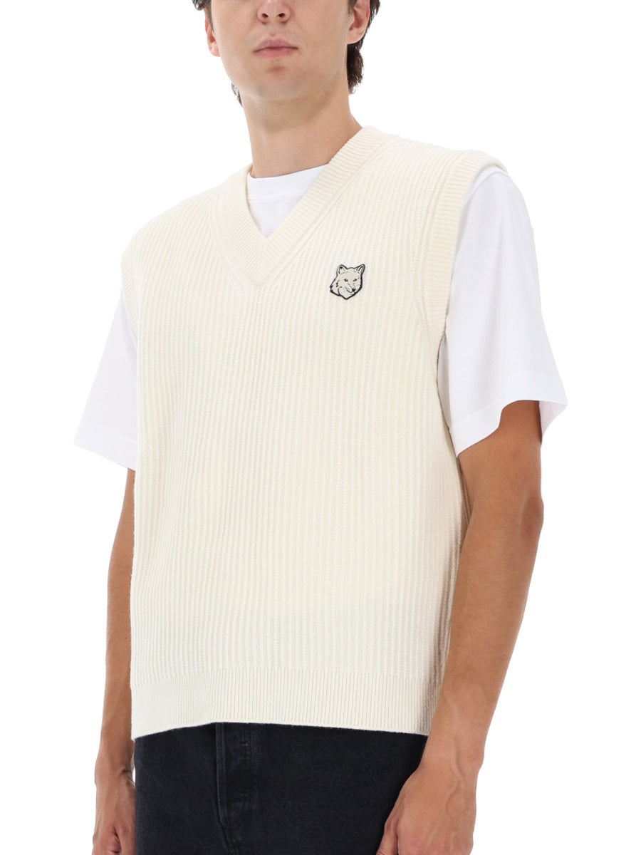 Maison Kitsuné Gilet - White | Wanan Luxury