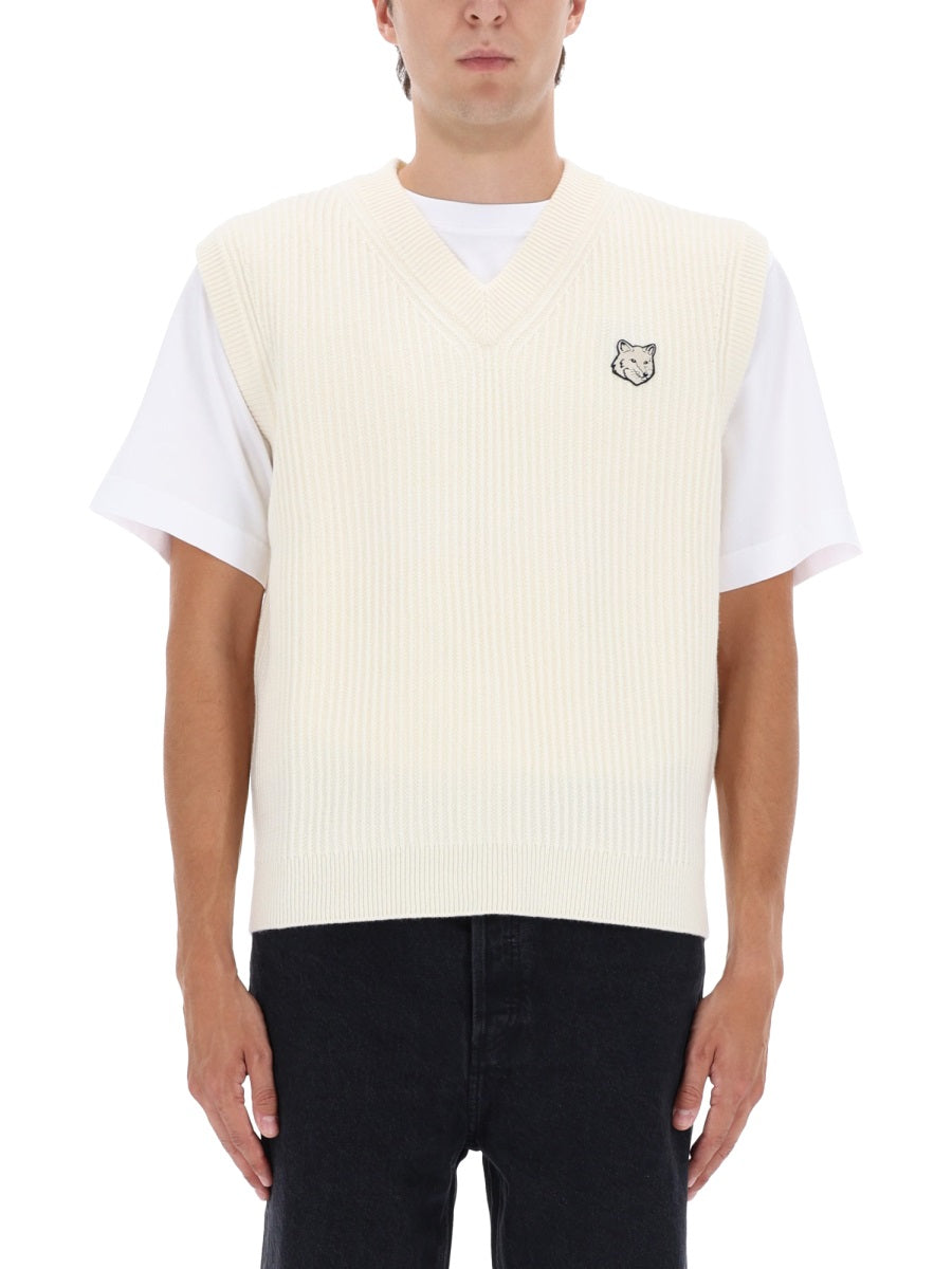 Maison Kitsuné Gilet - White | Wanan Luxury