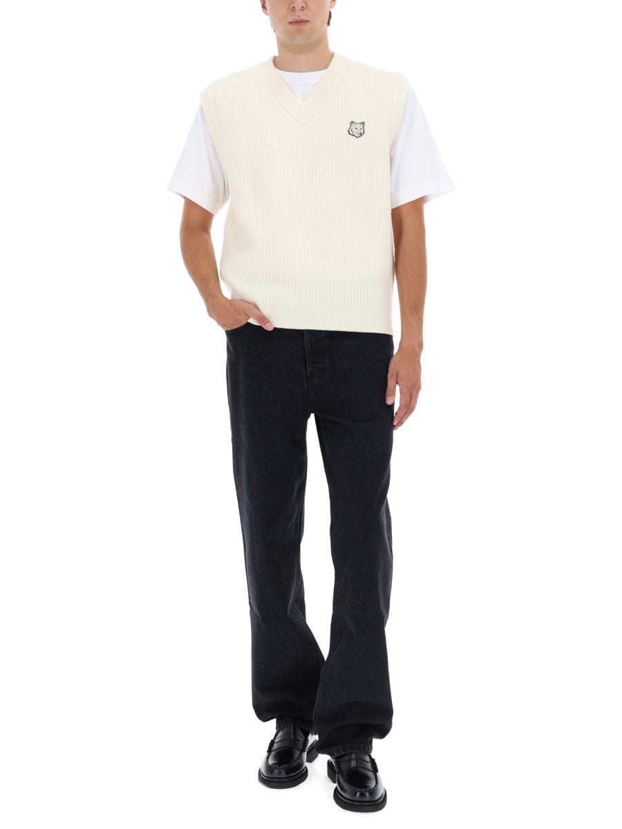 Maison Kitsuné Gilet - White | Wanan Luxury