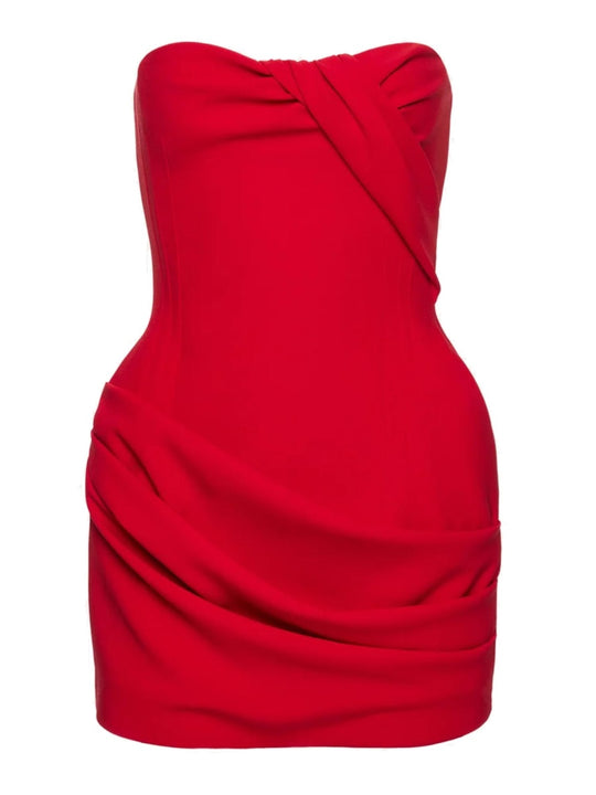 Draped Mini Dress With Structured Corset