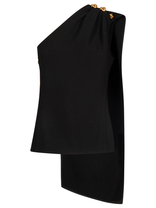 Wool Viscose Crepe Top With Knot Detail