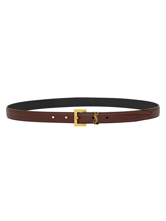 Cassandre Thin Belt With Square Buckle In Box Leather