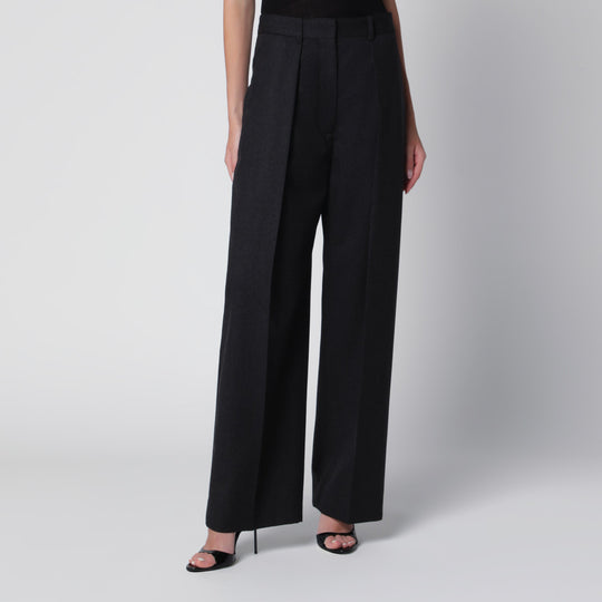 Cecilia Trousers In Dark Grey Mélange Wool
