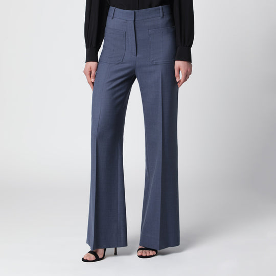 Alina Trousers In Blue Mélange Wool Blend