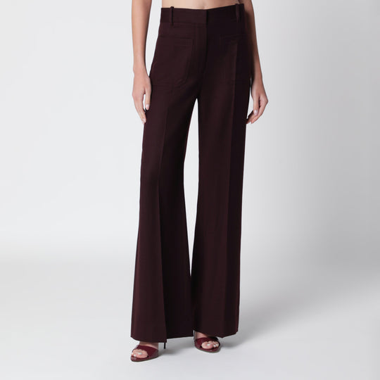 Dark Acai Purple Virgin Wool Flannel Trousers