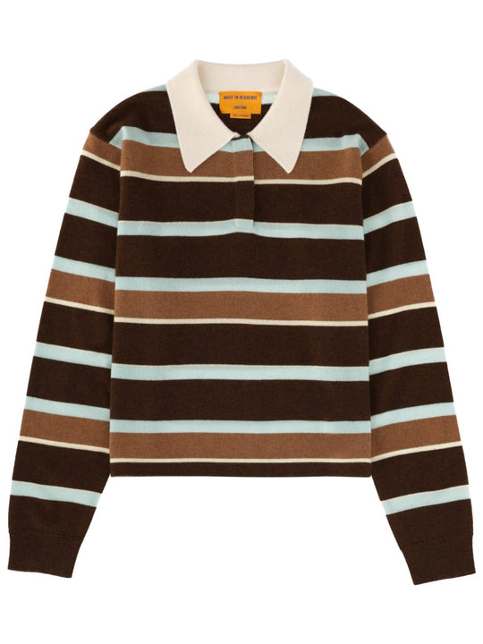 "Cropped Stripe Rugby" Polo Shirt