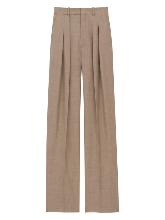 Wide-Leg Tailored Pants In Caviar Wool