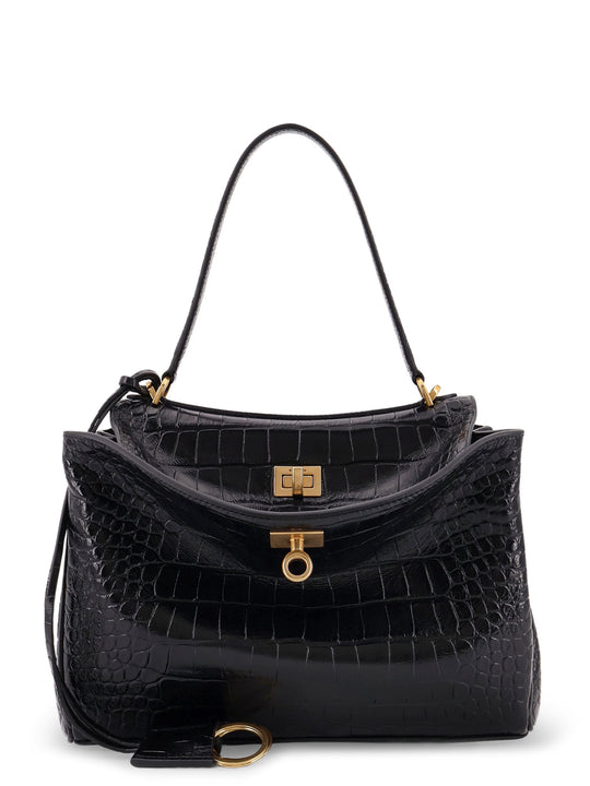 Rodeo Leather Shoulder Bag With Croco Effect