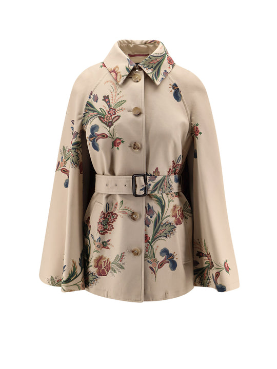 Cotton Cape With Floral Print