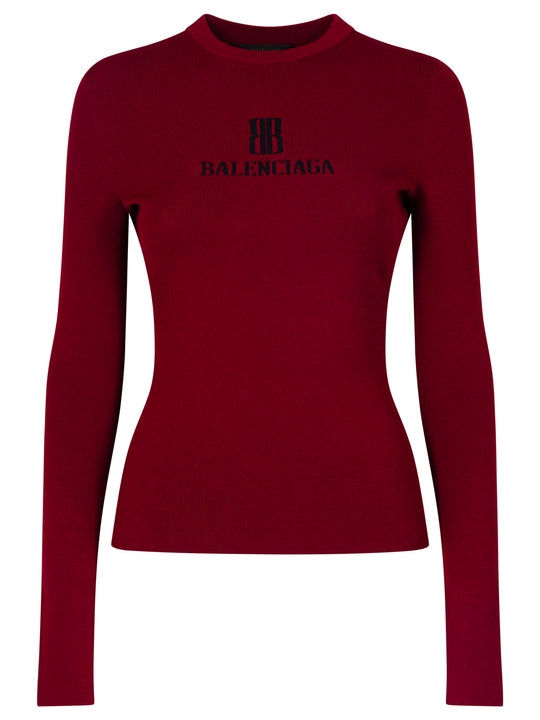 Ribbed Crewneck Long-Sleeved Fitted Top