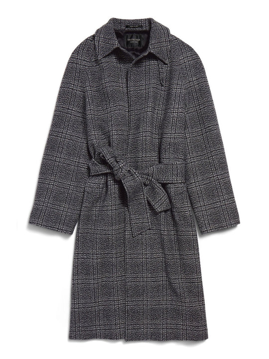 Vintage Checked Wool One Layer Raglan Coat