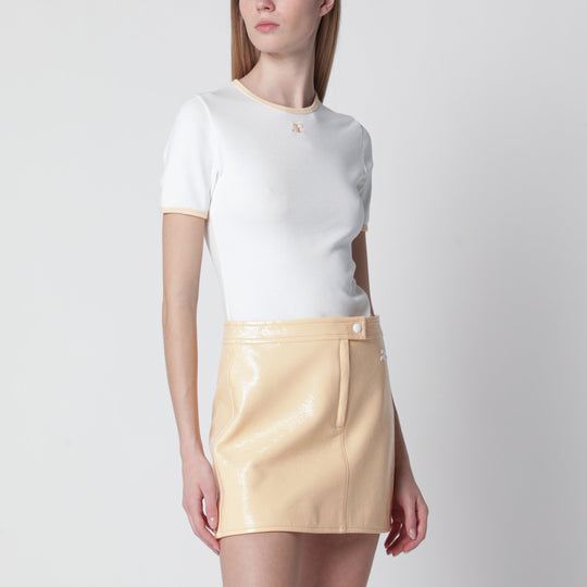 White/Blue Contrast Cotton Crew-Neck T-Shirt