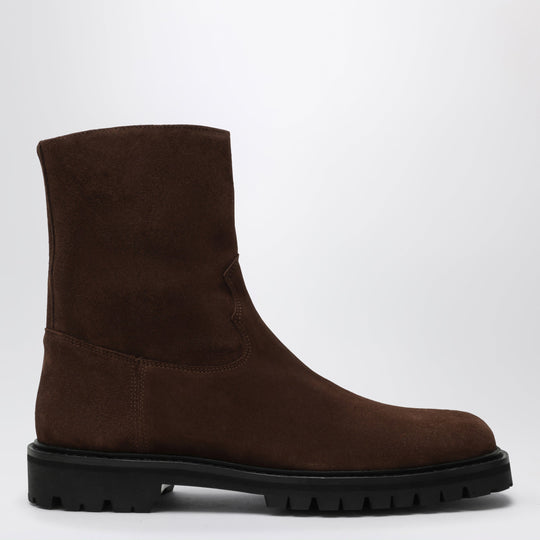 Moto Ankle Boots In Brown Suede