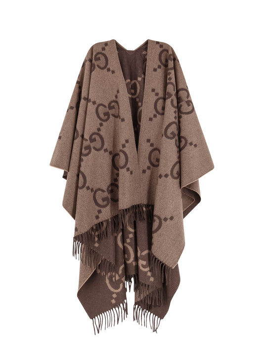 Reversible Jumbo Gg Cashmere Cape