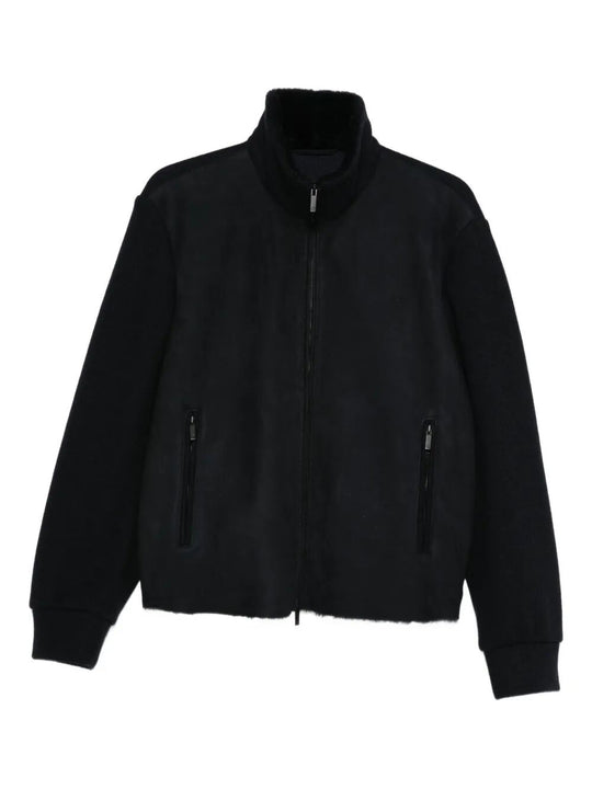 High-Neck Bluson Jacket With Shearling Details