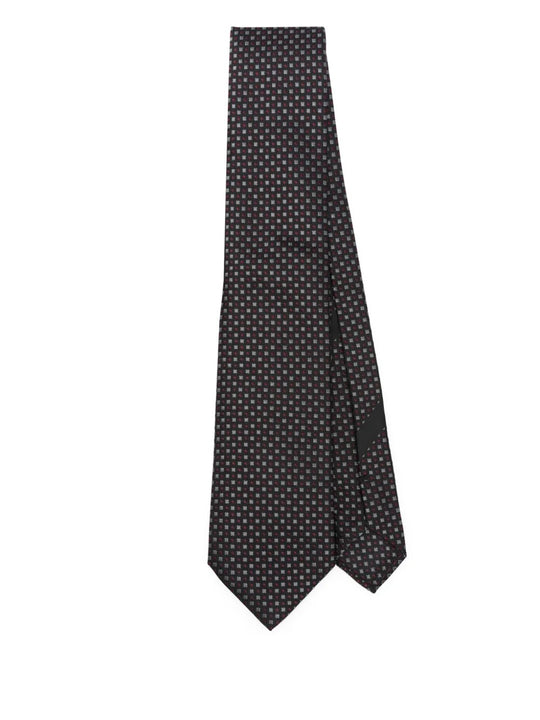 Geometric-Pattern Silk Tie