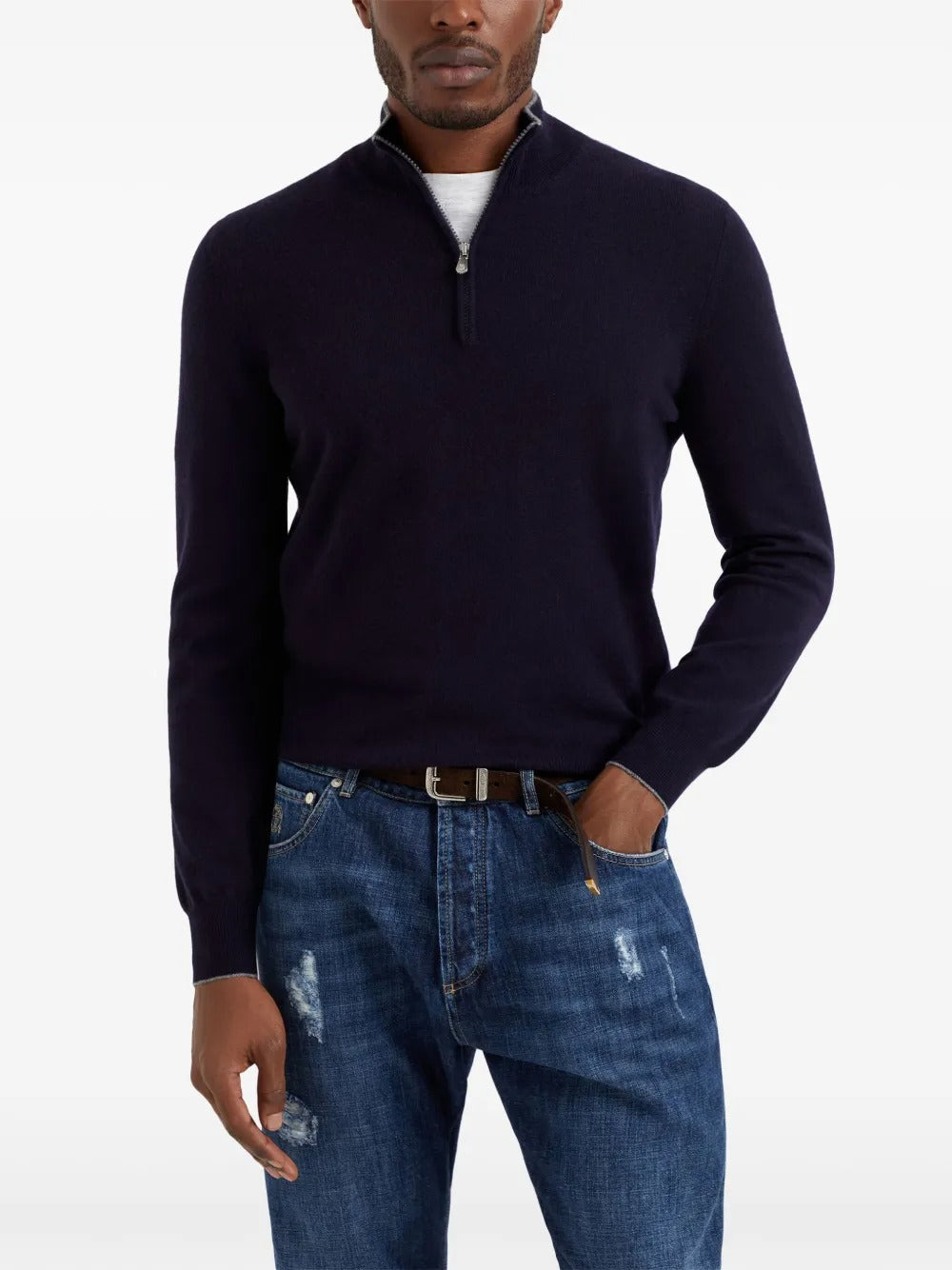 Brunello Cucinelli Turtle neck - Blue | 604a398760394abeb8c30332dfde96e243e94e89