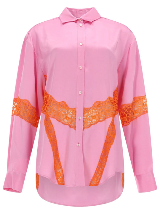 Camicia Con Inserti In Pizzo