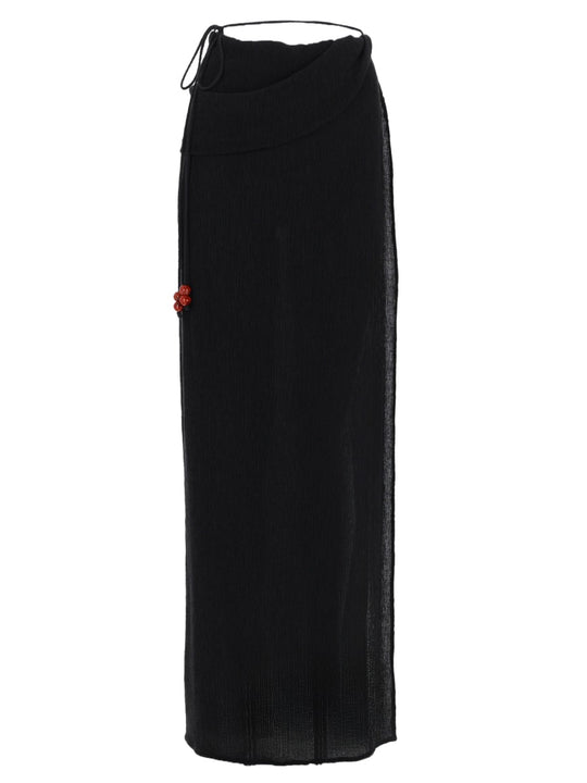 Gonna Lunga "Wrap" Drappeggiata Con Perline
