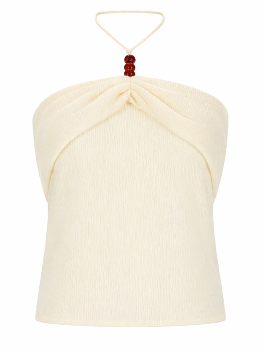 Top "Halterneck" Drappeggiato Con Perline