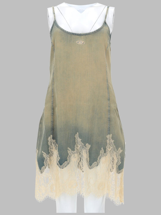 Abito Corto In Pizzo E Denim