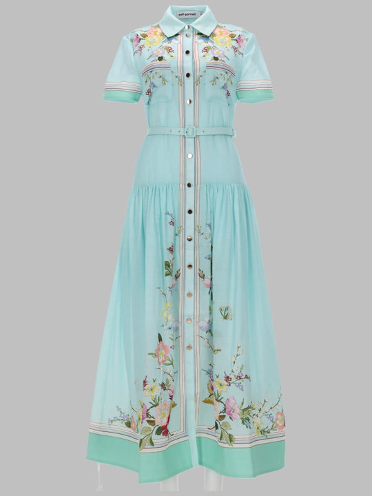 Abito Midi In Organza Con Stampa Floreale