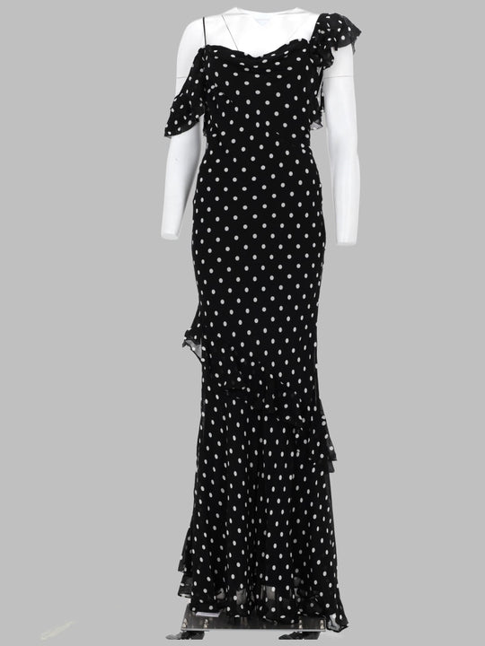 Abito Lungo In Georgette A Pois
