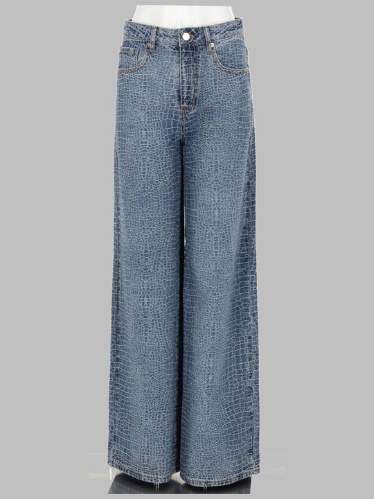 Jeans Con Strass Effetto Coccodrillo