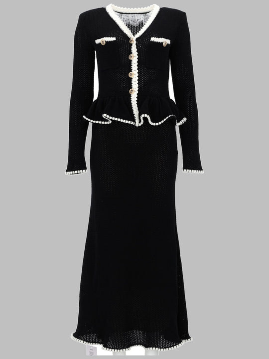 Abito Midi In Maglia Con Inserti In Pizzo E Volant