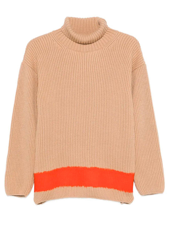 Turtleneck Sweater With Color Block Detail