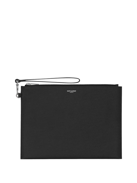 Zipped Tablet Holder In Grain De Poudre-Leather