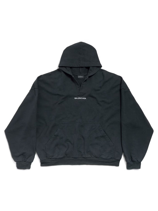 Balenciaga Back Faded Fleece Polo Hoodie