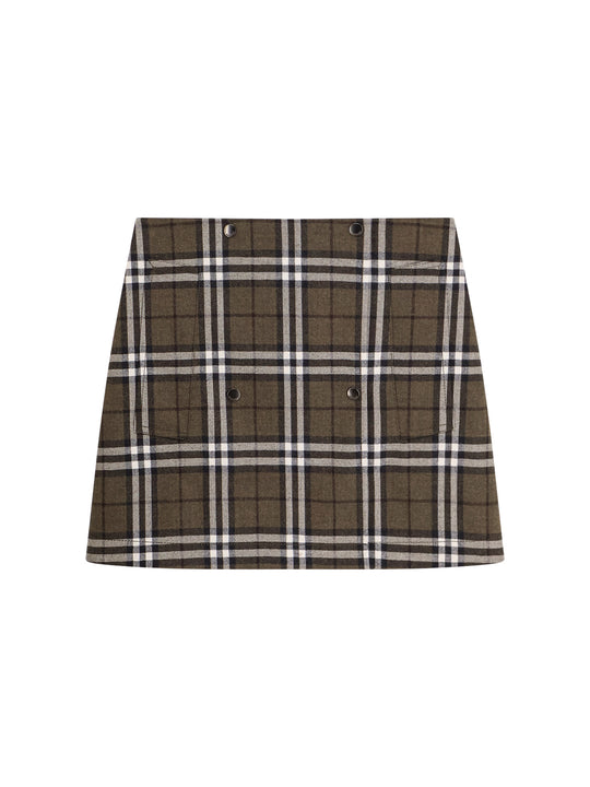 Virgin Wool Skirt With Burberry Check Print
