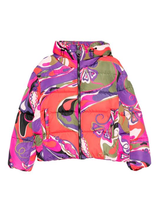 Abstract-Print Puffer Jacket