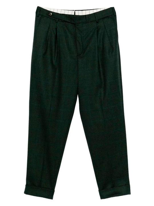 Checked Wool Carrot Trousers