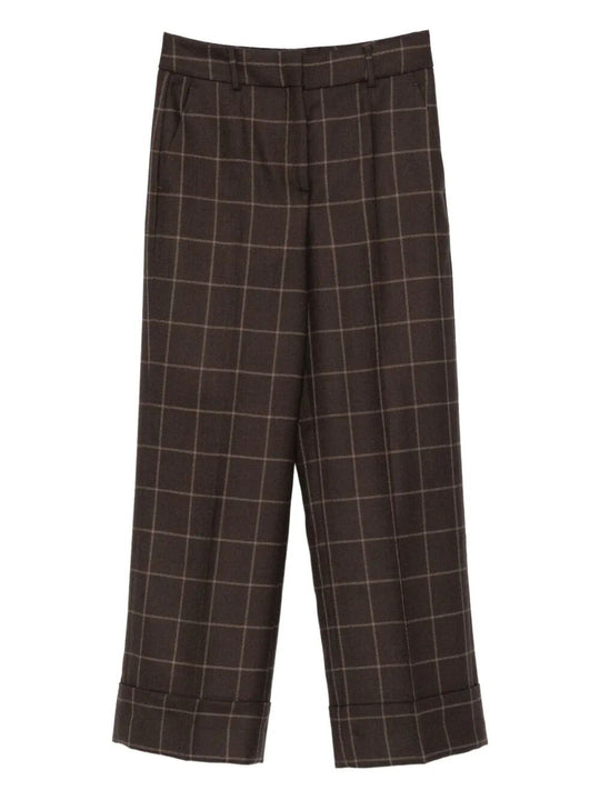 Check-Print Wool Trousers