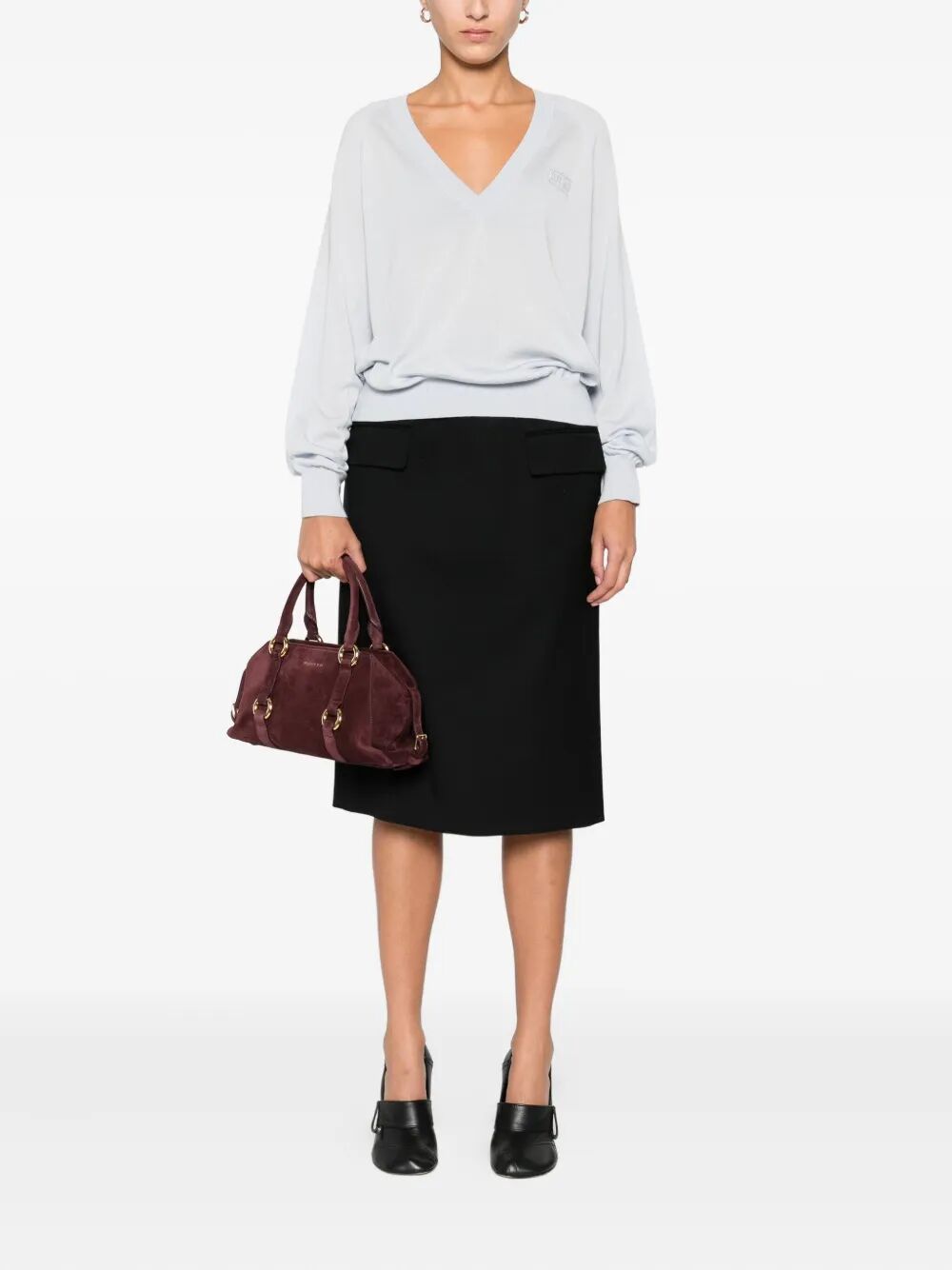 Elisabetta Franchi V neck - Blue | 5247bd3344c6b9aa8f8f947ef47ff09717f03bdd