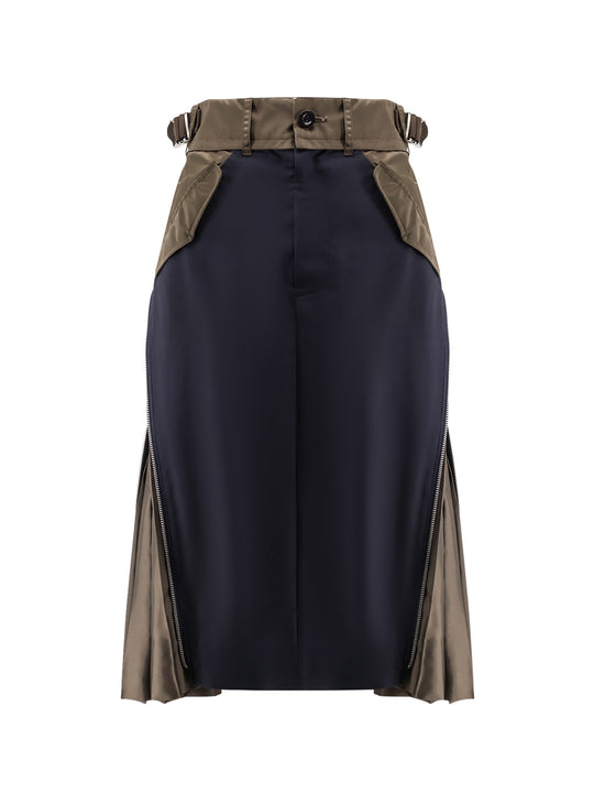 Nylon And Wool Midi Skirt