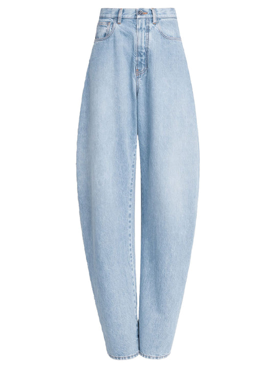 Faded Denim High-Waisted Round Jeans