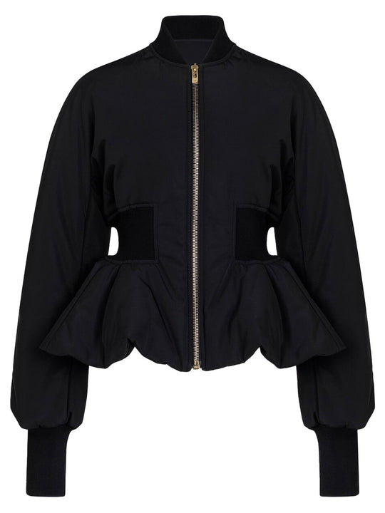 Nylon Peplum Bomber