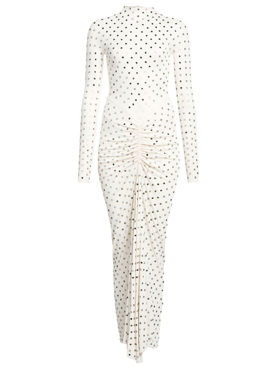 Draped Fluid Strass Jersey Dress