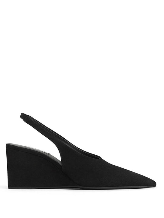 Cube Wedge Slingbacks In Suede