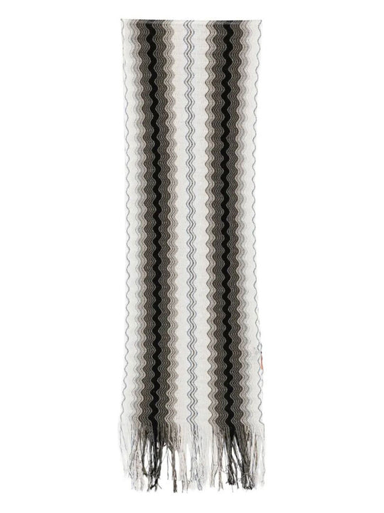 Zig-Zag Viscose Blend Fringed Scarf