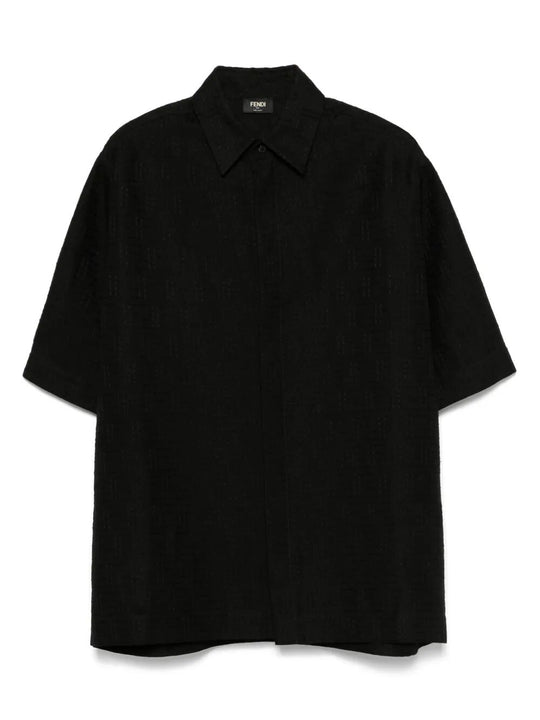 Linen Ff Jacquard Oversize Shirt