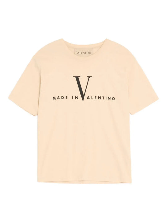 Valentino Cotton T-Shirt With Made In Valentino Print