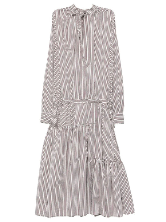 Denvo Striped Silk-Blend Long Dress