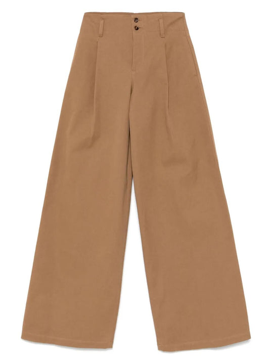 High-Rise And Wide-Leg Cotton Canvas Trousers