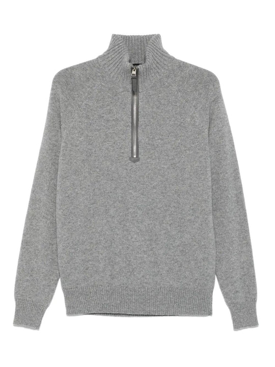 Cashmere Lambswool Half Zip Sweater
