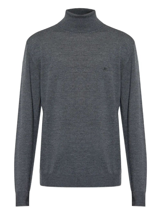 Logo-Embroidered Wool Turtleneck Sweater