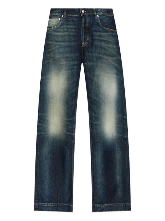 Wide Leg Faded Jeans
